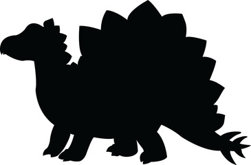 PNG black silhouette cute dinosaur. Silhouette cartoon animal design on transparent background. PNG file format Suitable for graphics websites and who require a silhouette transparent background(PNG).