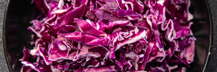 purple cabbage salad vegetable dish healthy meal food snack on the table copy space food background...