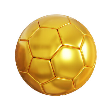 3d render golden ball with transparent background