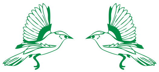 FLYING BIRDS TEXTILE PATTERN GREEN BACKGROUND