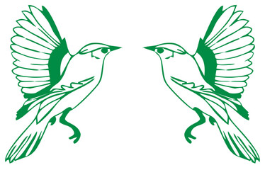 FLYING BIRDS TEXTILE PATTERN GREEN BACKGROUND