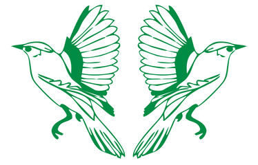 FLYING BIRDS TEXTILE PATTERN GREEN BACKGROUND