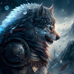 Snow Wolf Warrior, generative AI