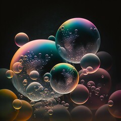 Iridescent bubble background, beautiful wallpaper made with generative AI