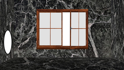 Stone Empty Room with Transparent Window