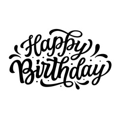 Obraz premium Happy Birthday. Hand lettering text isolated on white background. Vector typography for cards, banners, balloons, posters, party decorations
