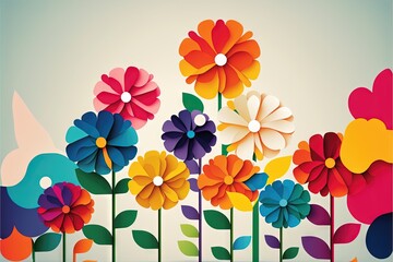 beaucoup de fond minimaliste de fleurs colorées, idéal pour le papier peint, vecteur, carte postale - obrazy, fototapety, plakaty
