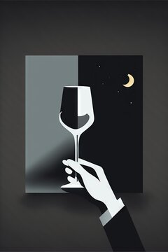 Impression minimaliste de lever le verre le soir du nouvel an, champagne