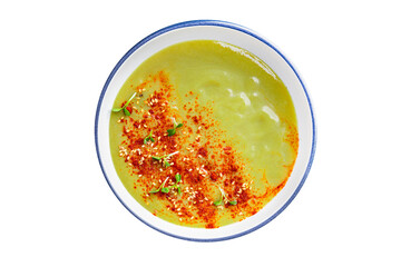 zucchini cream soup vegetable dish healthy meal food snack on the table copy space food background rustic top view