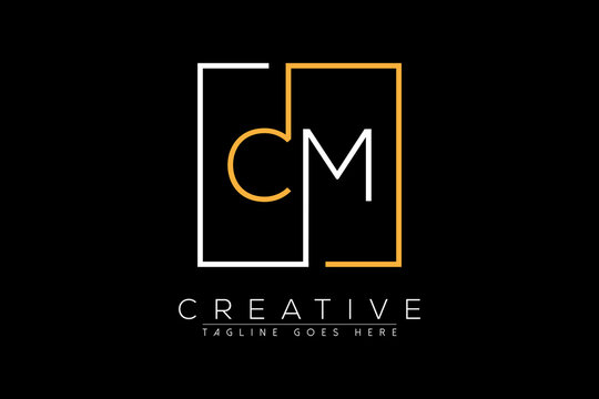 Initial letter cm, mc, c, m elegant and luxury Initial with Rectangular frame minimal monogram logo design vector template