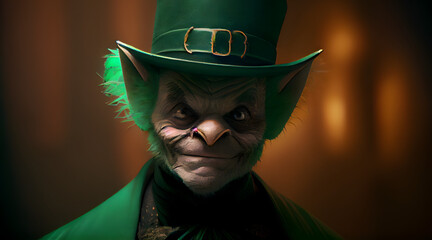 portrait of a bat as a leprechaun on st. patrick's day, generative ai