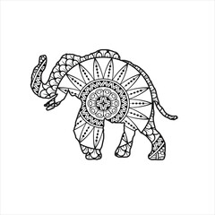 Mandala elephant coloring page for kids and adult