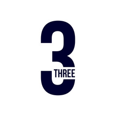 Creative minimal design number Three. Three symbol isolated on white background. 3 number logo. vector