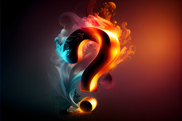 question mark background with fire, generative ai