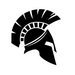 helmet of the spartan warrior symbol, emblem. Spartan helmet logo, vector illustration of spartan shield and helmet, spartan greek gladiator helmets armor. vector icon