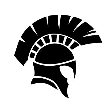 helmet of the spartan warrior symbol, emblem. Spartan helmet logo, vector illustration of spartan shield and helmet, spartan greek gladiator helmets armor. vector icon