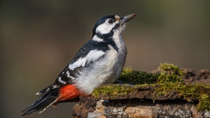 Great spotted woodpecker (Dendrocopos major) sitting on a branch.
