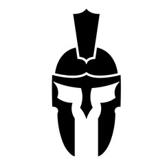 helmet of the spartan warrior symbol, emblem. Spartan helmet logo, vector illustration of spartan shield and helmet, spartan greek gladiator helmets armor. vector icon