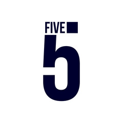 Creative minimal design number Five. Five symbol isolated on white background. 5 number logo. vector