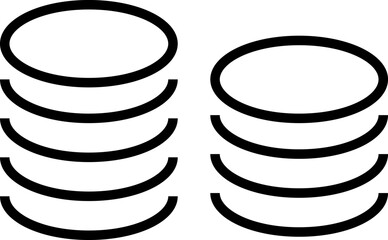 Stack of Coins Isolated Line icon. Vector sign drawn with black thin line. Editable stroke. Perfect for UI, apps, web sites, books, articles