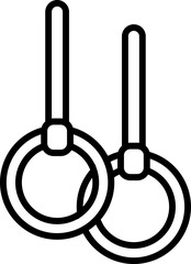 Gymnastic Rings Line Isolated Icon. Vector sign drawn with black thin line. Editable stroke. Perfect for UI, apps, web sites, books, articles