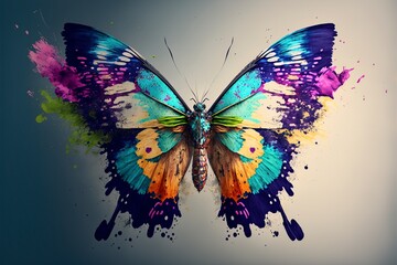 Obraz na płótnie Canvas colorfully painted Butterfly with spread wings flying, AI generative