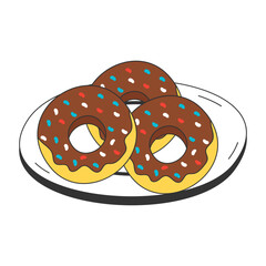 ring shaped cake vector icon design, Fast Food symbol, Junk food sign, popular inexpensive good taste snacks stock illustration, Chocolate Glazed doughnut or donut concept