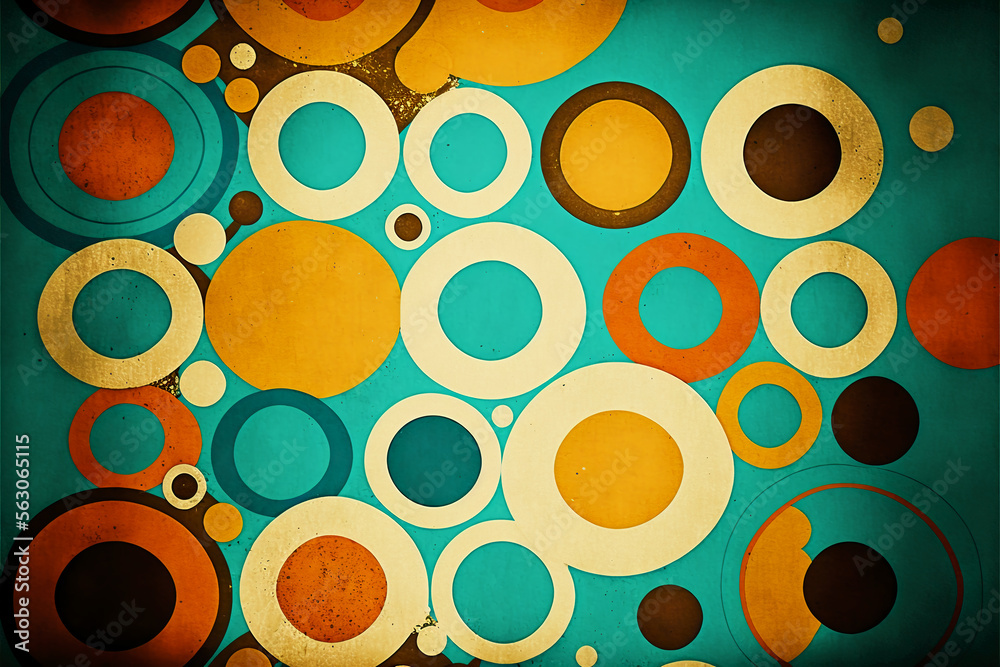 Sticker abstract retro background. different shapes pattern. old paper texture. Generative AI