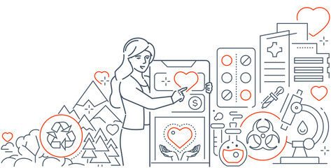 Charity concept - modern line design style illustration