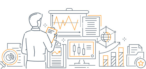 Data analysis - modern line design style web banner