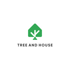 Minimal tree and simple house logo