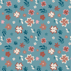 Fototapeta na wymiar Spring Flower and Leaf Garden Allover Seamless Pattern Design Artwork 