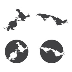Silhouettes of fighting cocks. Vector illustration isolated on white background