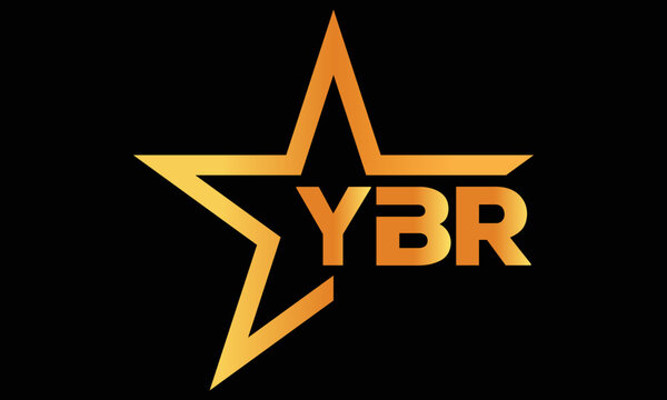 YBR golden luxury star icon three letter logo design vector template. royal logo | luxury logo | jewelry logo | premium logo | iconic logo | Victoria logo |	