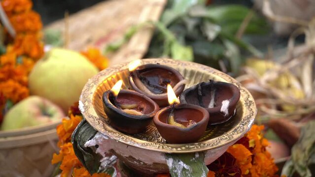 Indian chhath pooja after diwali