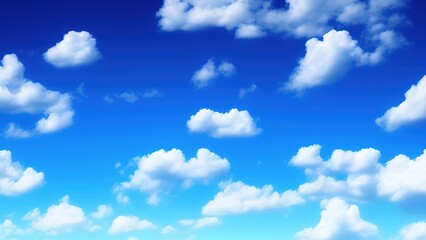 Obraz na płótnie Canvas Some light cumuli form clouds in the clear blue sky.