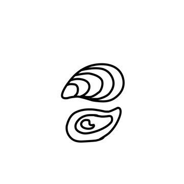 black line art oysters on white clip art preview