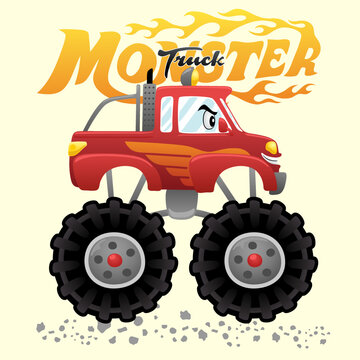 Vector illustration of cartoon monster truck