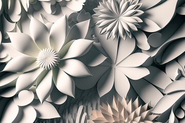 paper mache origami flower 3d render