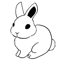 Cute Rabbit Clipart, Outline Easter Bunny Clipart, Doodle Easter Rabbits, cute bunny, Woodland animal, outline Doodle,