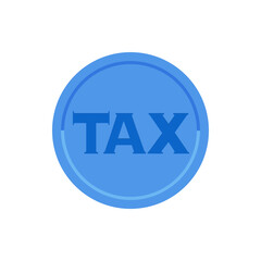 TAXの文字の刻印が入った青いコイン - 青色申告･税金･納税のイメージ素材

