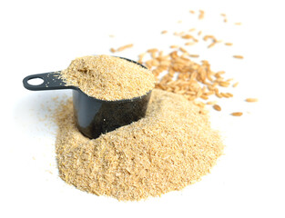 Oats miller's bran with grains isolated on white background