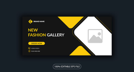 New fashion gallery modern yellow & black color facebook cover photo social media banner small design template - obrazy, fototapety, plakaty