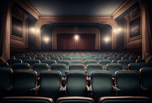 Rows of empty seats in a cinema or theatre Generative ai