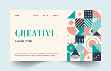 Colorful Flat Abstract Geometric Landing Page Web Design