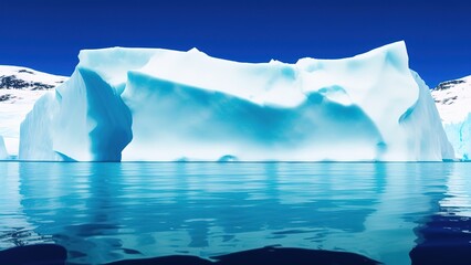 Fototapeta na wymiar A large iceberg floating in the sea.