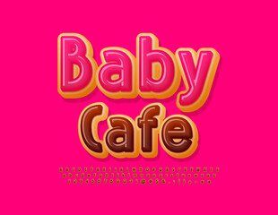 Vector sweet Sign Baby Cafe. Choco Donut Font. Creative Alphabet Letters and Numbers set