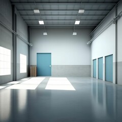 Warehouse facility, empty hangar, military facility, storage unit ,made with Generative AI
