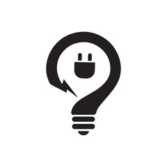 Light bulb plug illustration logo..