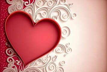 Valentine's Day backdrop with copy space, heart shapes ,made with Generative AI